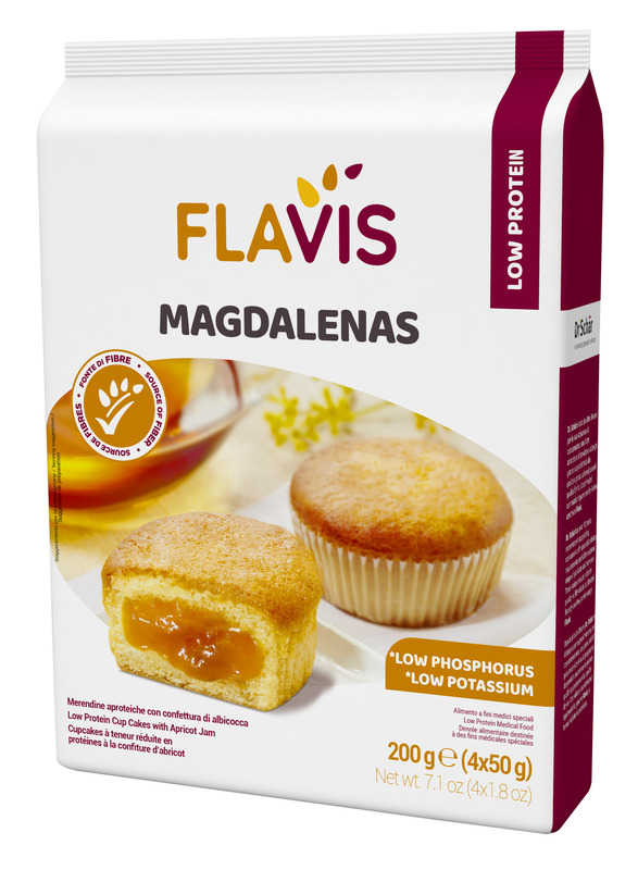 FLAVIS MAGDALENAS MERENDINE APROTEICHE CON CONFETTURA DI ALBICOCCA 4 MONOPORZIONI DA 50 G - farmacialombardia.it