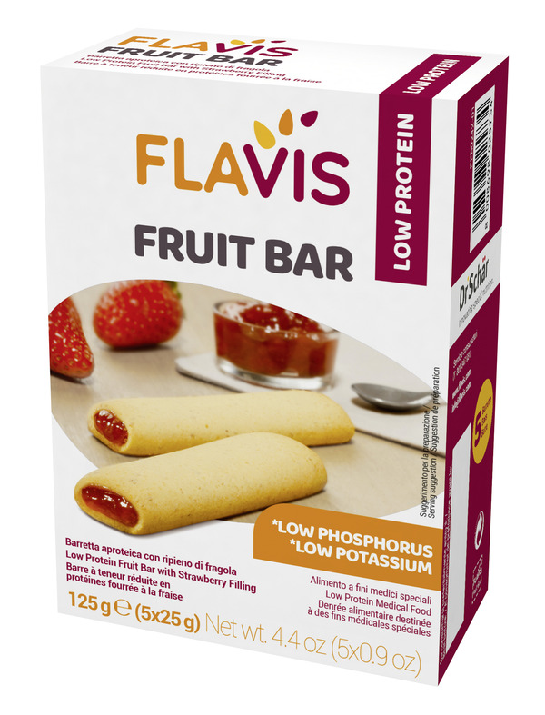 FLAVIS FRUIT BAR BARRETTA APROTEICA CON RIPIENO DI FRAGOLA 5 PEZZI DA 25 G - farmacialombardia.it