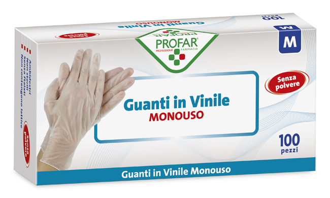 PROFAR GUANTO IN VINILE SENZA POLVERE M 100 PEZZI - farmacialombardia.it