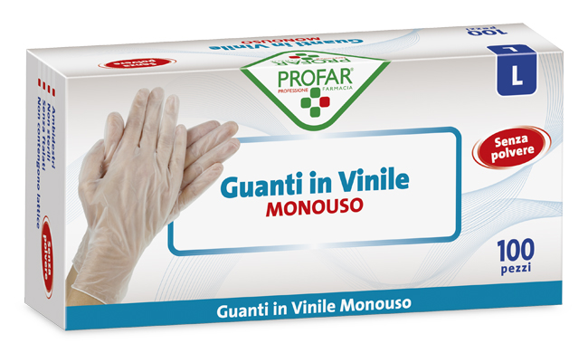 PROFAR GUANTO IN VINILE SENZA POLVERE L 100 PEZZI - farmacialombardia.it