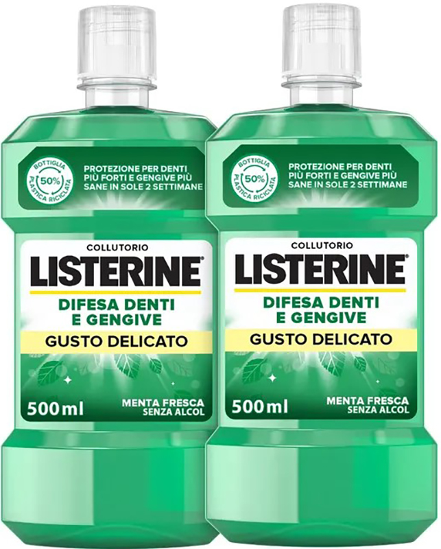 LISTERINE DENTI & GENGIVE GUSTO DELICATO 2 X 500 ML - farmacialombardia.it