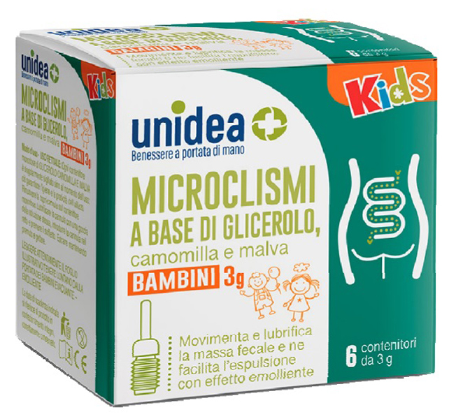 UNIDEA MICROCLISMA PER BAMBINI 3G GLICEROLO CAMOMILLA E MALVA 6 PEZZI - farmacialombardia.it