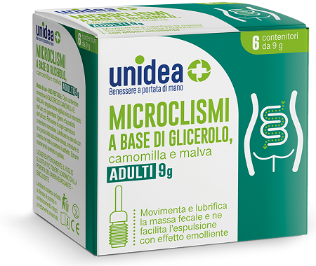 UNIDEA MICROCLISMA PER ADULTI 9G GLICEROLO CAMOMILLA E MALVA 6 PEZZI - farmacialombardia.it