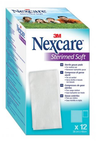 GARZA COMPRESSA STERILE NEXCARE STERIMED SOFT 18X40 CM MUL TILINGUAL 12 PEZZI - farmacialombardia.it