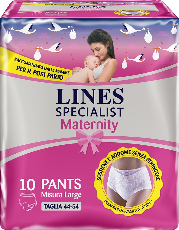 LINES SPECIALIST MATERNITY MUTANDINA ASSORBENTE PER PERDITE POST PARTO MISURA LARGE 10 PEZZI - farmacialombardia.it
