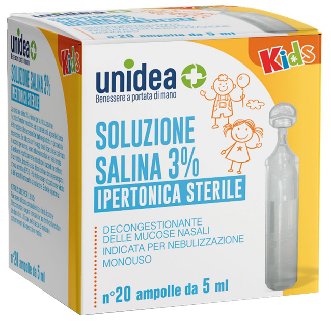 UNIDEA SOLUZIONE SALINA IPERTONICA 3% 20 AMPOLLE 5 ML - farmacialombardia.it