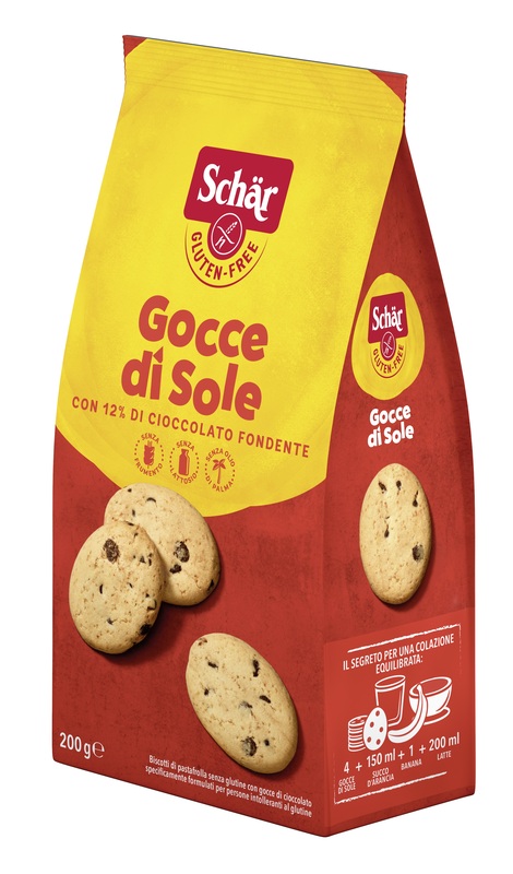 SCHAR GOCCE DI SOLE BISCOTTI DI PASTAFROLLA CON GOCCE DI CIOCCOLATO FONDENTE SENZA LATTOSIO 200 G - farmacialombardia.it