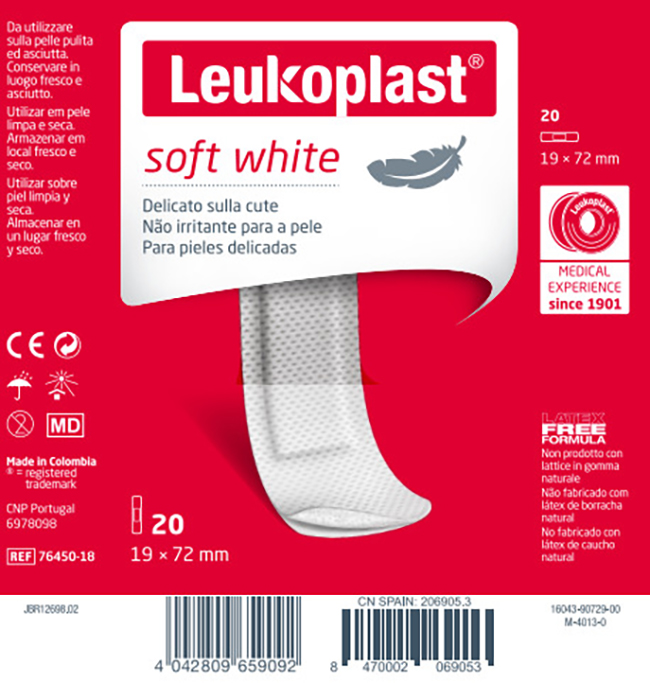 LEUKOPLAST SOFT WHITE 72 X 19 CM 20 PEZZI - farmacialombardia.it