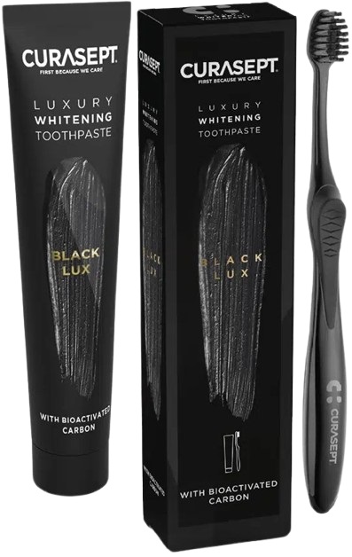 CURASEPT BLACK LUXURY WHITENING DENTIFRICIO 75 ML + SPAZZOLINO - farmacialombardia.it