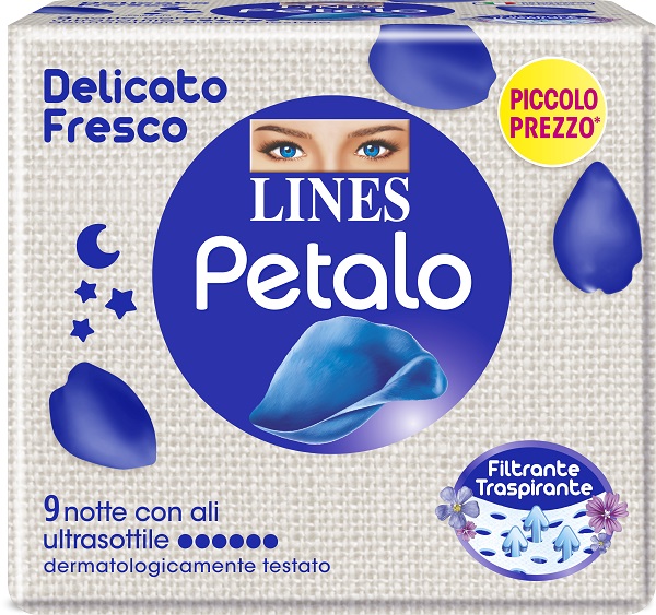 LINES PETALO BLU ASSORBENTE NOTTE 9 PEZZI - farmacialombardia.it