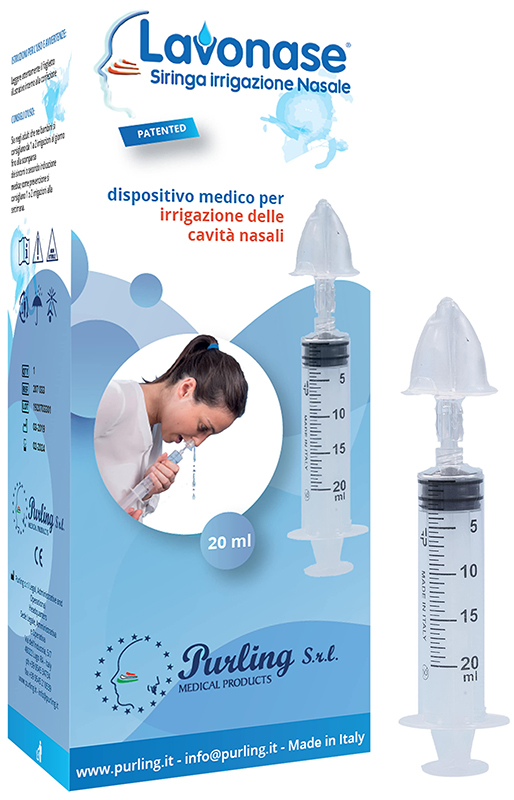 LAVONASE IRRIGAZIONE NASALE NON STERILE SIRINGA 20 ML + LUER-LOCK CON CAPPUCCIO + UGELLO NASALE CON RACCORDO LUER-LOCK + PERFORATORE CON VALVOLA NON RITORNO CON TAPPO - farmacialombardia.it