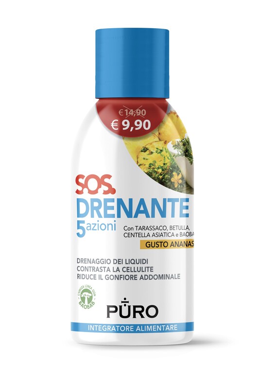 PURO DRENANTE 5 AZIONI CON BAOBAB GUSTO ANANAS 500 ML - farmacialombardia.it