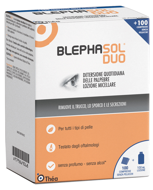 BLEPHASOL DUO SOLUZIONE MICELLARE IGIENE PALPEBRALE 100 ML + 100 GARZE - farmacialombardia.it