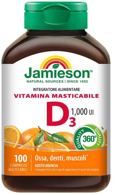 JAMIESON VITAMINA D MASTICABILE ARANCIA 100 COMPRESSE - farmacialombardia.it
