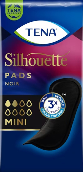 ASSORBENTE NERO INCONTINENZA LEGGERA TENA SILHOUETTE NOIR MINI 18 PEZZI - farmacialombardia.it