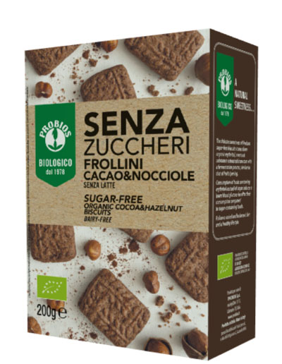 FROLLINI CACAO/NOCCIOLE SENZA ZUCCHERO 200 G - farmacialombardia.it