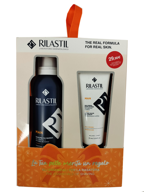 RILASTIL COFANETTO MAN 1 RILASTIL MAN GEL CREMA DOPOBARBA 75 ML + 1 RILASTIL MAN SCHIUMA DA BARBA 200 ML - farmacialombardia.it