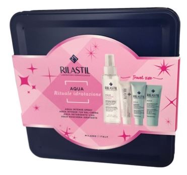 RILASTIL COFANETTO IDRATAZIONE 1 RILASTIL AQUA SPRAY 100 ML + 1 RILASTIL AQUA DETERGENTE 15 ML + 1 RILASTIL AQUA MASCHERA 15 ML + 1 RILASTIL AQUA INTENSE 72H GEL CREMA 15 ML - farmacialombardia.it