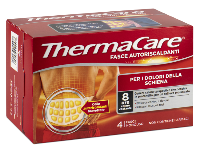 FASCIA AUTORISCALDANTE A CALORE TERAPEUTICO THERMACARE SCHIENA 4 PEZZI - farmacialombardia.it