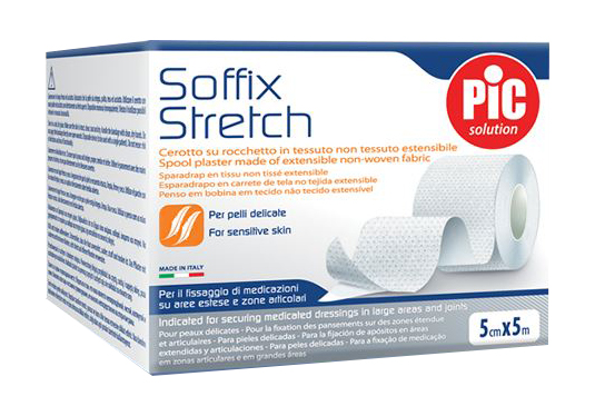 CEROTTO IN ROTOLO PIC SOFFIX STRETCH TESSUTO NON TESSUTO ESTENDIBILE 5X500 CM 1 PEZZO - farmacialombardia.it