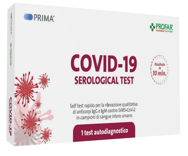 TEST SIEROLOGICO RAPIDO COVID-19 PROFAR PRIMA AUTODIAGNOSTICO DETERMINAZIONE QUALITATIVA ANTICORPI IGG/IGM ANTI SARS-COV-2 NEL SANGUE MEDIANTE IMMUNOCROMATOGRAFIA - farmacialombardia.it