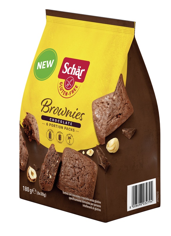 SCHAR BROWNIES CHOCOLATE TORTINA CON CIOCCOLATO E NOCCIOLE 6 MONOPORZIONI DA 30 G - farmacialombardia.it