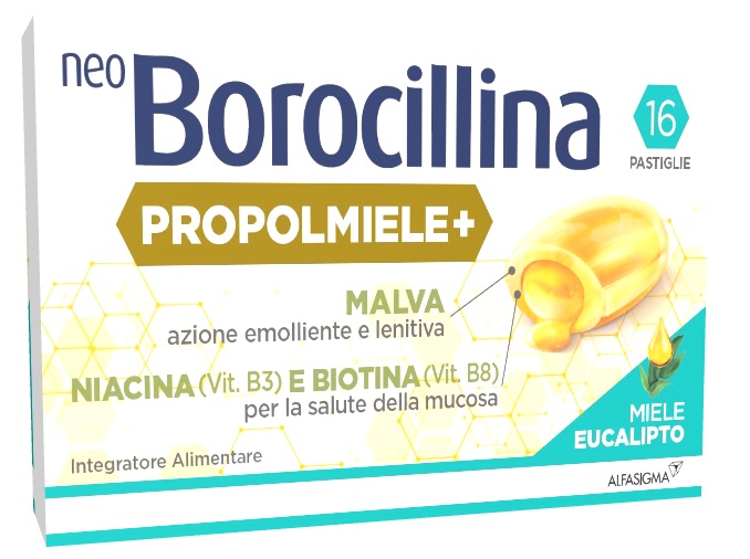 NEOBOROCILLINA PROPOLMIELE+ MIELE/EUCALIPTO 16 PASTIGLIE - farmacialombardia.it