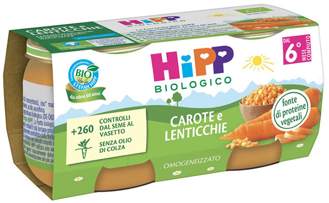 HIPP BIO OMOGENEIZZATO CAROTE/LENTICCHIE 2X80 G - farmacialombardia.it
