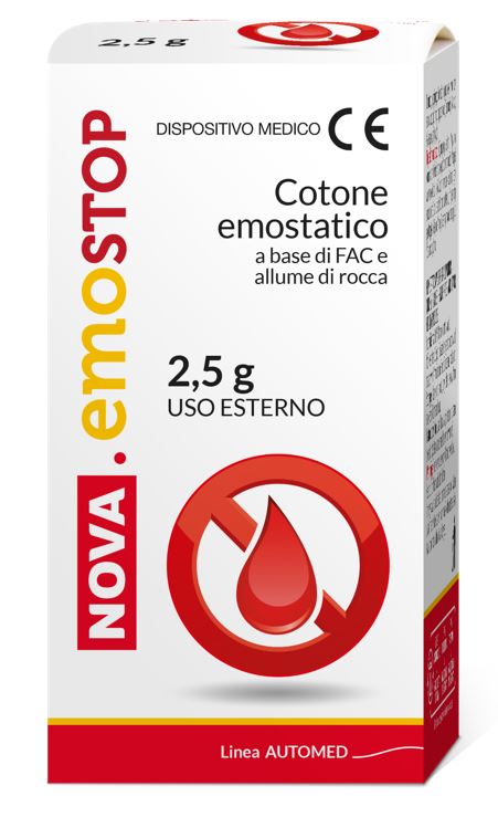 COTONE EMOSTATICO NOVA EMOSTOP CON FAC E ALLUME DI ROCCA 2,5 G - farmacialombardia.it