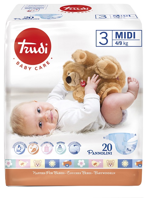 TRUDI BABY CARE PANNOLINO BAMBINI MIDI 4/9 KG 20 PEZZI - farmacialombardia.it