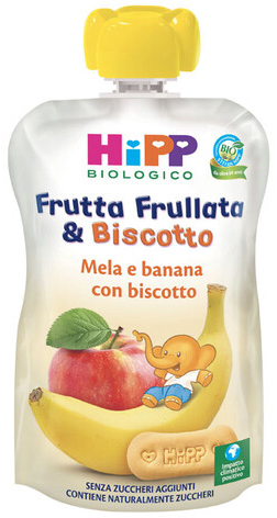 HIPP BIO FRUTTA FRULLATA&BISCOTTO MELA BANANA BISCOTTO 90 G - farmacialombardia.it