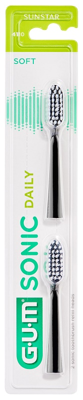 GUM SONIC DAILY SPAZZOLINO BATTERIA REFILL BLACK 2 PEZZI - farmacialombardia.it