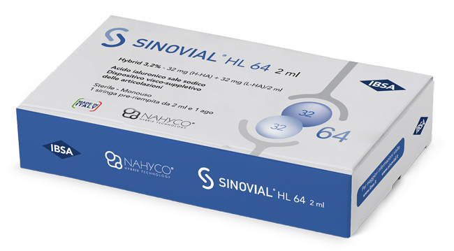SIRINGA INTRA-ARTICOLARE SINOVIAL HL 64 ACIDO IALURONICO SALE SODICO 3,2% 32MG H-HA + 32MG H-LA/2ML 2 ML - farmacialombardia.it