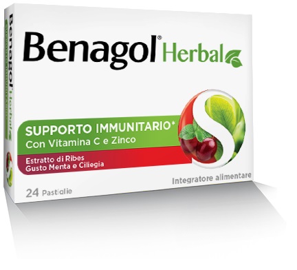 BENAGOL HERBAL MENTA E CILIEGIA 24 PASTIGLIE - farmacialombardia.it