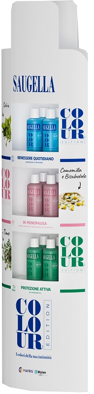 SAUGELLA COLOUR EDITION ESPOSITORE DA 12 PEZZI SAUGELLA DERMOLIQUIDO 500ML + SAUGELLA ATTIVA 500ML + SAUGELLA POLIGYN 500ML - farmacialombardia.it
