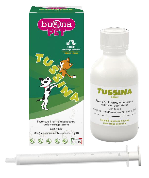 TUSSINA FLACONE CANI E GATTI CON SIRINGA DOSATRICE 100 G BUONAPET - farmacialombardia.it