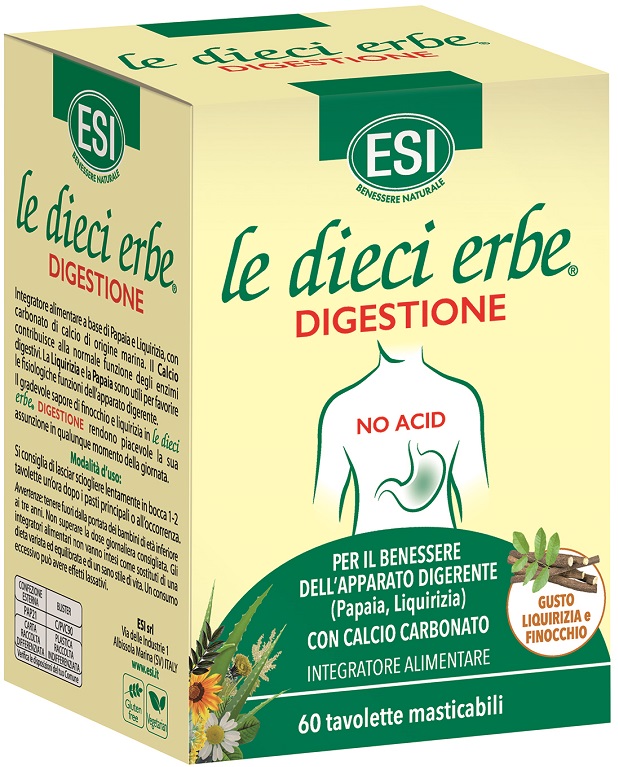 ESI LE DIECI ERBE DIGESTIONE NO ACID 60 TAVOLETTE MASTICABILI - farmacialombardia.it