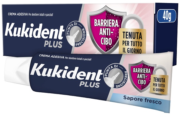 KUKIDENT PLUS BARRIERA ANTI-CIBO FRESCO CREMA ADESIVA DENTIERE 40 G - farmacialombardia.it