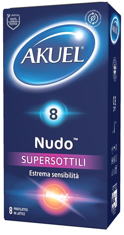 PROFILATTICO AKUEL NUDO SUPERSOTTILE 8 PEZZI - farmacialombardia.it