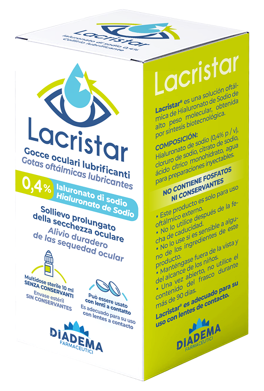 LACRISTAR GOCCE OCULARI LUBRIFICANTI 0,4% IALURONATO DI SODIO MULTIDOSE 10 ML - farmacialombardia.it