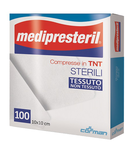 GARZA COMPRESSA MEDIPRESTERIL TNT 10X10CM 100 PEZZI - farmacialombardia.it