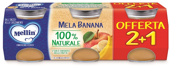 MELLIN OMOGENEIZZATO MELA BANANA 3 PEZZI DA 100 G - farmacialombardia.it