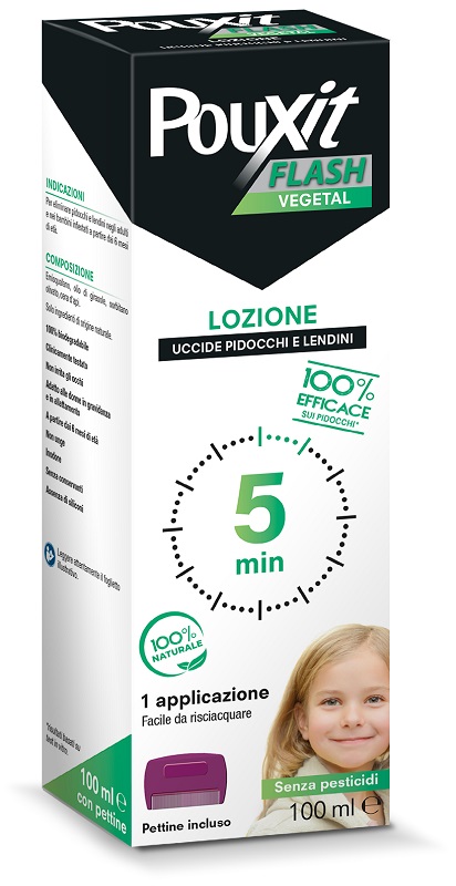 POUXIT FLASH VEGETAL LOZIONE PIDOCCHI E LENDINI 100 ML CON PETTINE - farmacialombardia.it